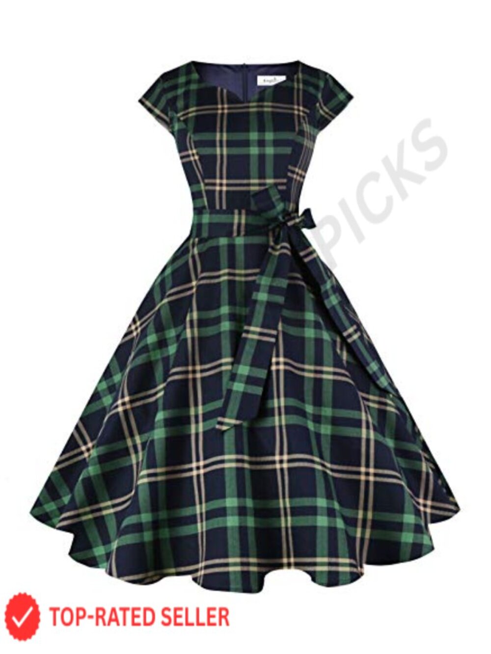1950s Vintage Swing Dress Sweetheart Neck Cap Sleeve A-Line Cocktail Party